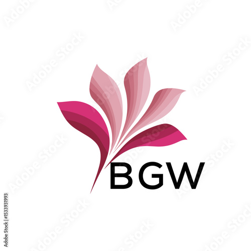 BGW Elegant Abstract Floral Logo Design BGW  Later Logo, with Pink Petals and BGW Text
