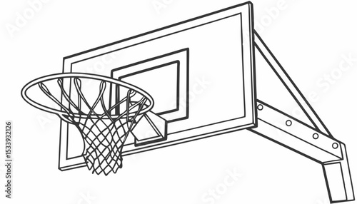 basketball hoop isolated on white background. Drawing with line art. Simple design. Vector illustration       