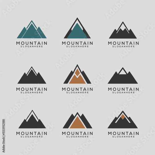 Mountain Logo Set – Minimal and Vintage Outdoor Adventure Badges and Emblems

