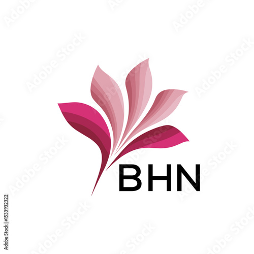 BHN Elegant Abstract Floral Logo Design BHN  Later Logo, with Pink Petals and BHN Text
