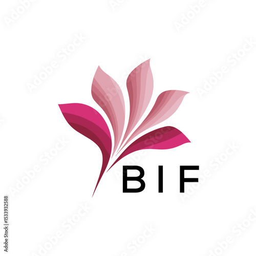 BIF Elegant Abstract Floral Logo Design BIF  Later Logo, with Pink Petals and BIF Text
