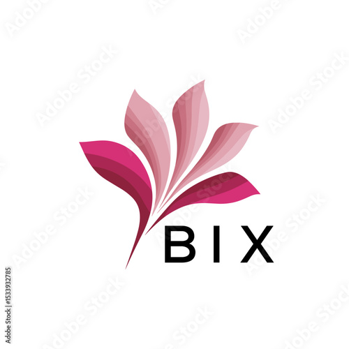BIX Elegant Abstract Floral Logo Design BIX  Later Logo, with Pink Petals and BIX Text
