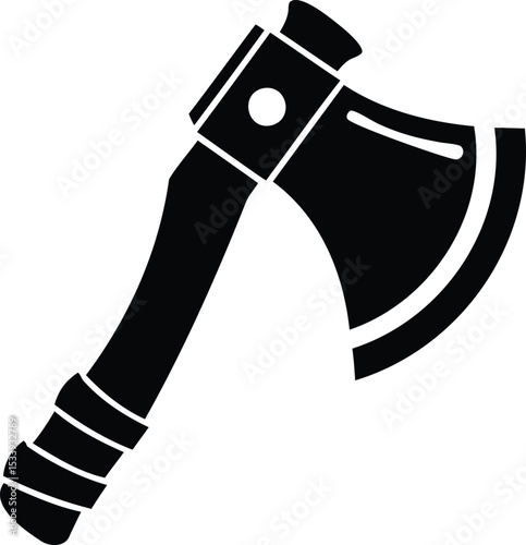 Axe or hatchet icon – vector silhouette of chopping tool for woodcutting, camping, or survival