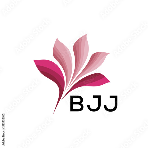 BJJ Elegant Abstract Floral Logo Design BJJ  Later Logo, with Pink Petals and BJJ Text
