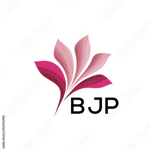 BJP Elegant Abstract Floral Logo Design BJP  Later Logo, with Pink Petals and BJP Text

