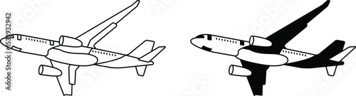 Airplane line and fill vector illustration