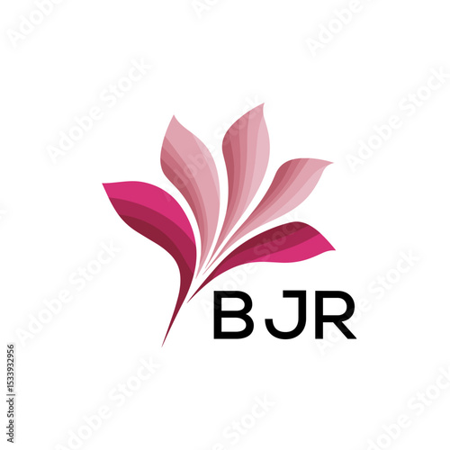 BJR Elegant Abstract Floral Logo Design BJR  Later Logo, with Pink Petals and BJR Text
