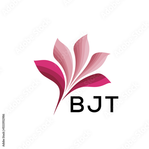 BJT Elegant Abstract Floral Logo Design BJT  Later Logo, with Pink Petals and BJT Text
