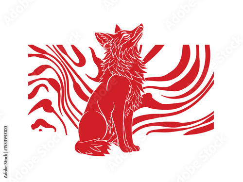 Red fox illustration with japanese style for kaijune event
