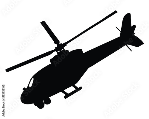 Helicopter silhouette aviation transport air travel flying machine black design graphic element