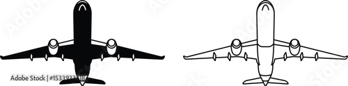 Airplane line and fill vector illustration