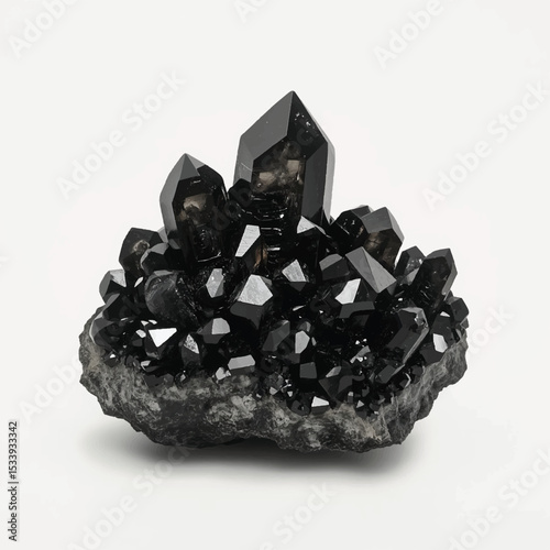 Black Quartz Crystal Cluster vector