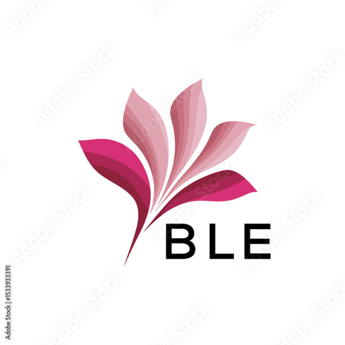 BLE Elegant Abstract Floral Logo Design BLE  Later Logo, with Pink Petals and BLE Text
