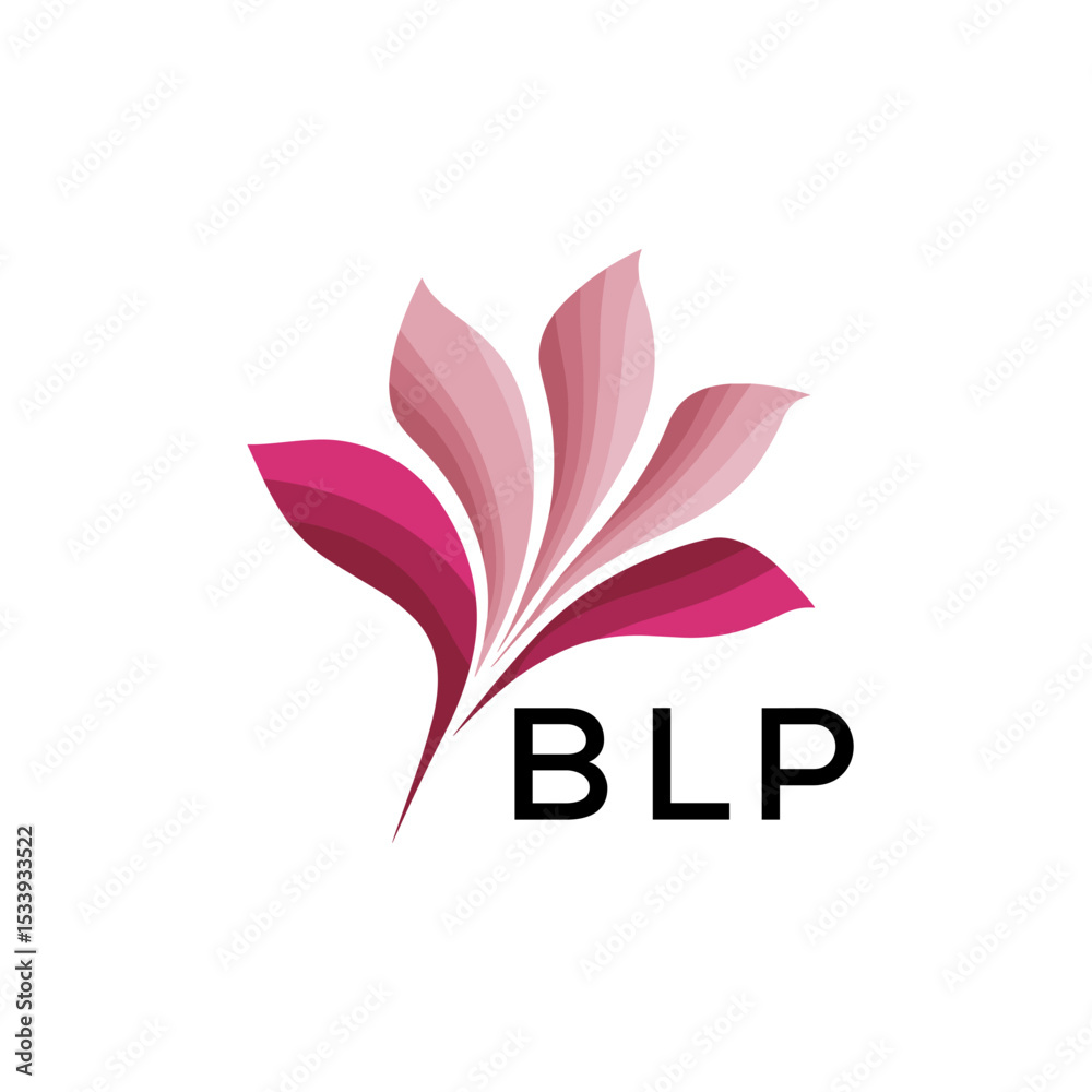 Fototapeta premium BLP Elegant Abstract Floral Logo Design BLP Later Logo, with Pink Petals and BLP Text 
