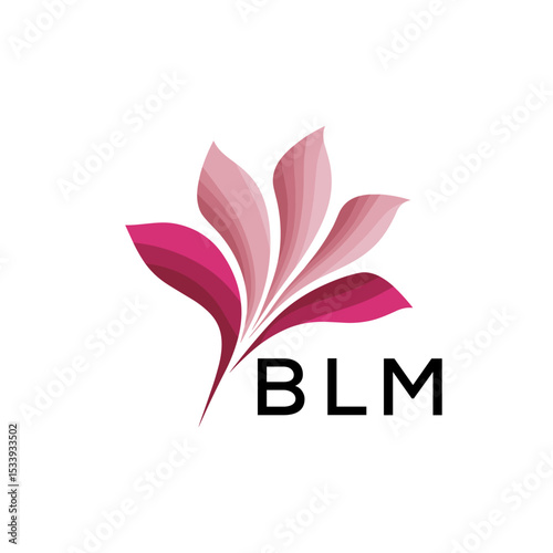 BLM Elegant Abstract Floral Logo Design BLM  Later Logo, with Pink Petals and BLM Text
