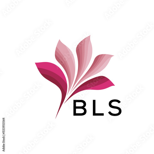 BLS Elegant Abstract Floral Logo Design BLS  Later Logo, with Pink Petals and BLS Text
