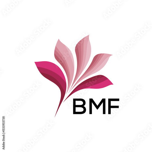 BMF Elegant Abstract Floral Logo Design BMF  Later Logo, with Pink Petals and BMF Text
