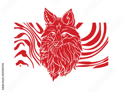 Red fox illustration with japanese style for kaijune event

