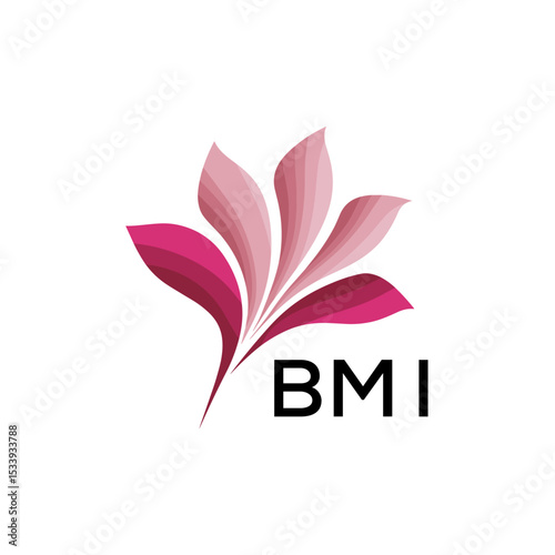 BMI Elegant Abstract Floral Logo Design BMI  Later Logo, with Pink Petals and BMI Text
