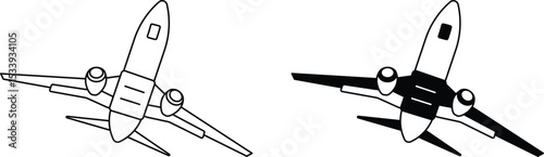 Airplane line and fill vector illustration