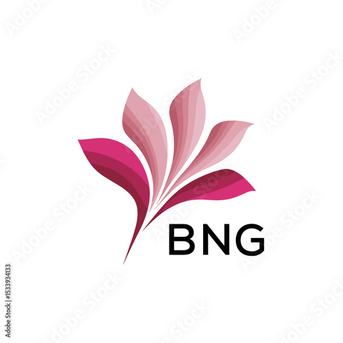 BNG Elegant Abstract Floral Logo Design BNG  Later Logo, with Pink Petals and BNG Text
