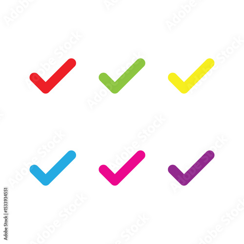checklist, checkmark set color isolated vector