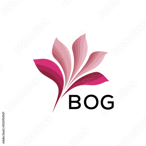 BOG Elegant Abstract Floral Logo Design BOG Later Logo, with Pink Petals and AAB Text
