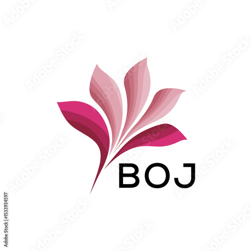 BOJ Elegant Abstract Floral Logo Design BOJ Later Logo, with Pink Petals and AAB Text
