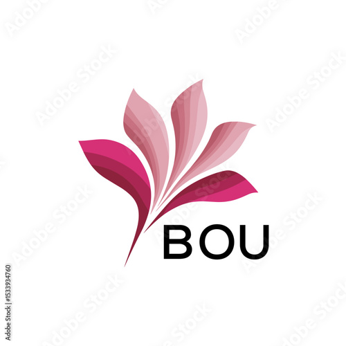 BOU Elegant Abstract Floral Logo Design BOU Later Logo, with Pink Petals and AAB Text
