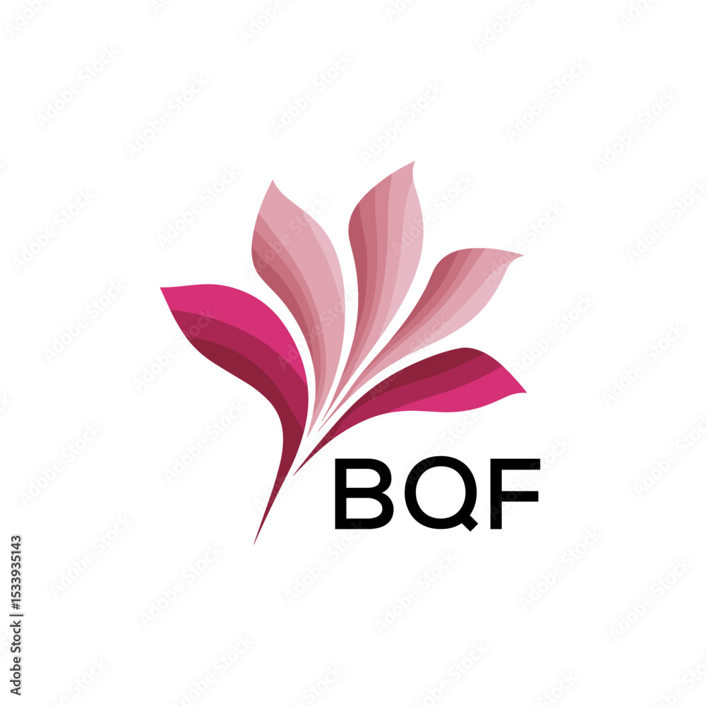 Fototapeta premium BQF Elegant Abstract Floral Logo Design BQF Later Logo, with Pink Petals and AAB Text 