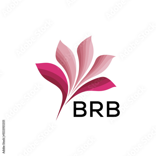 BRB Elegant Abstract Floral Logo Design BRB Later Logo, with Pink Petals and AAB Text
