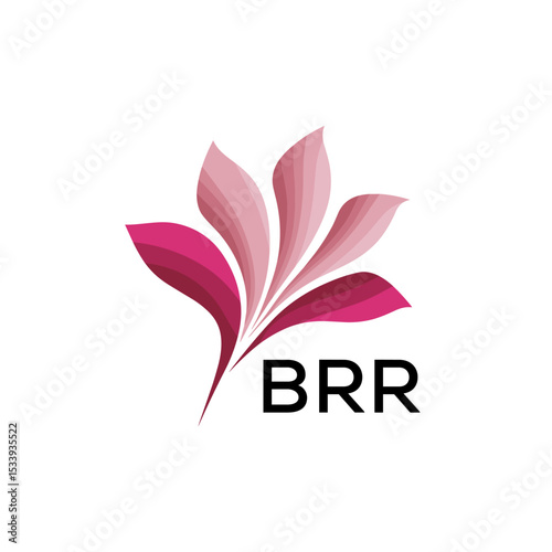 BRR Elegant Abstract Floral Logo Design BRR Later Logo, with Pink Petals and AAB Text
