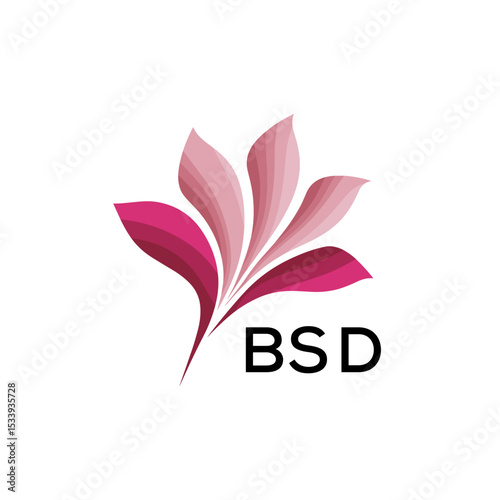 BSD Elegant Abstract Floral Logo Design BSD Later Logo, with Pink Petals and AAB Text
