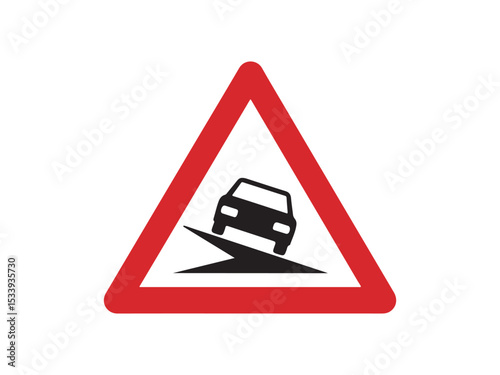 Warning Sign for Steep Downhill Road