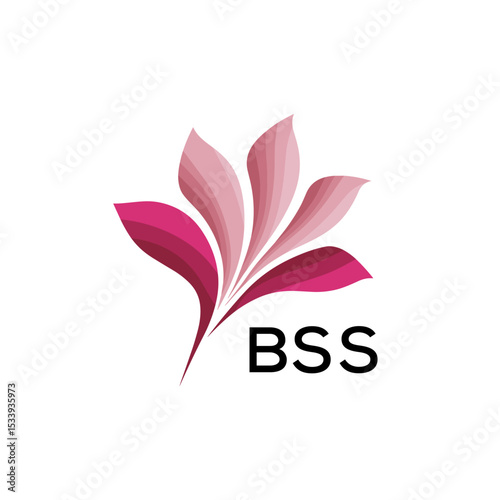 BSS Elegant Abstract Floral Logo Design BSS Later Logo, with Pink Petals and AAB Text
