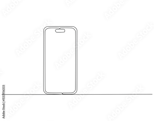Continuous line drawing of handphone. Single line illustration of modern phone. Smart technology, gadget concept. Editable outline