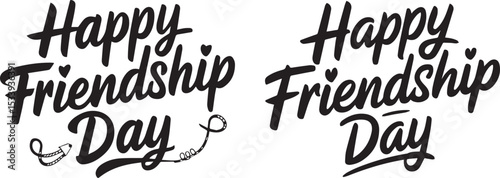 A cheerful "Happy Friendship Day" typography design, featuring playful fonts and vibrant colors, serves as a joyful design element perfect for celebrations.
