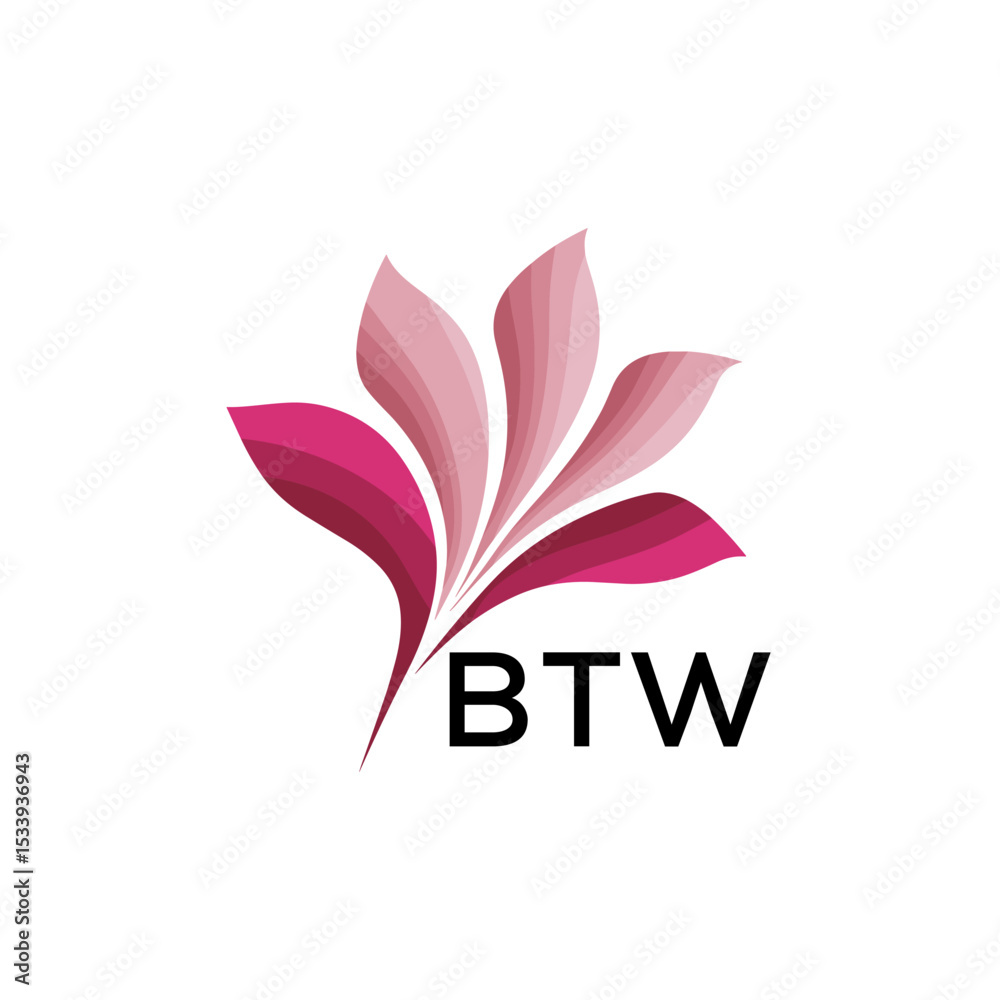 Fototapeta premium BTW Elegant Abstract Floral Logo Design BTW Later Logo, with Pink Petals and AAB Text