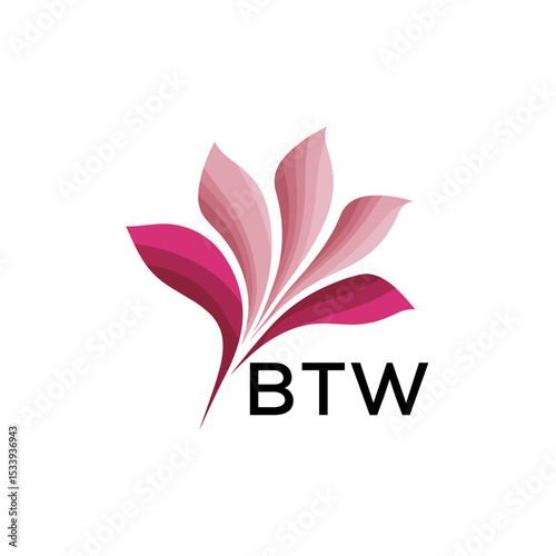 BTW Elegant Abstract Floral Logo Design BTW Later Logo, with Pink Petals and AAB Text

