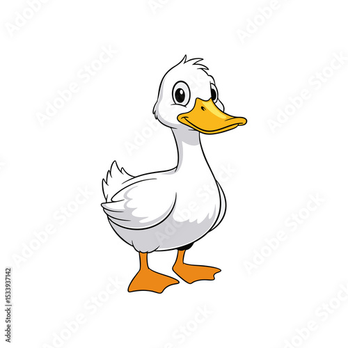 White cartoon vector duck isolated on white