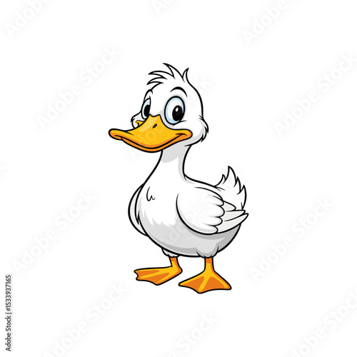 White cartoon vector duck isolated on white