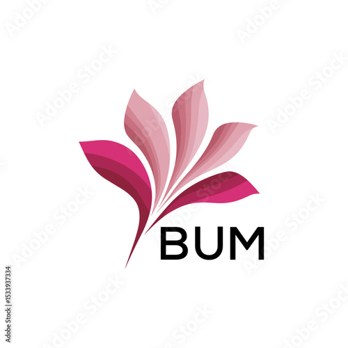 BUM Elegant Abstract Floral Logo Design BUM Later Logo, with Pink Petals and AAB Text
