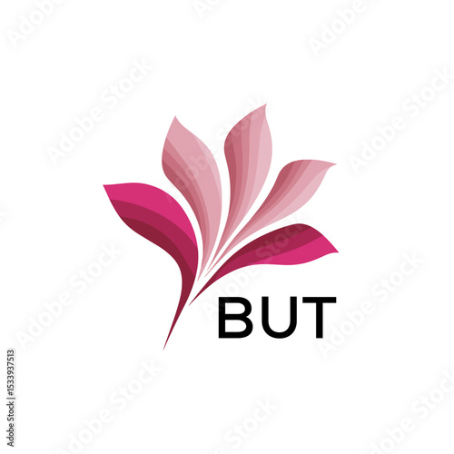 BUT Elegant Abstract Floral Logo Design BUT Later Logo, with Pink Petals and AAB Text
