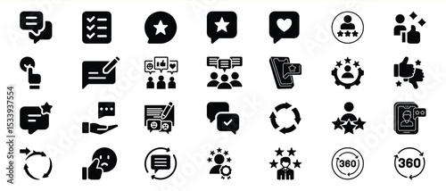Black Glyph Icons Feedback Review Rating Customer Satisfaction 1