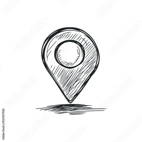 Location icon doodle illustration on isolated white background