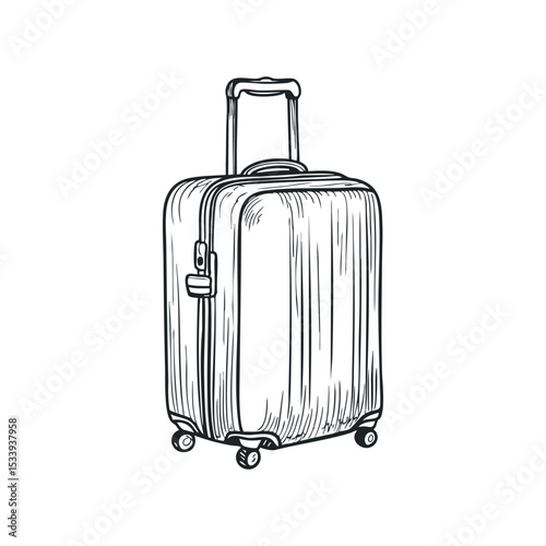 Travel luggage doodle illustration on isolated white background with space for copy