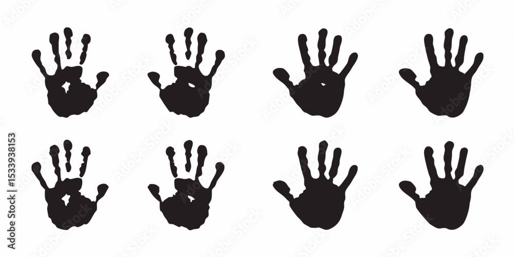 Fototapeta premium Black handprints vector art illustration design for creative projects and graphic design elements resource art silhouette
