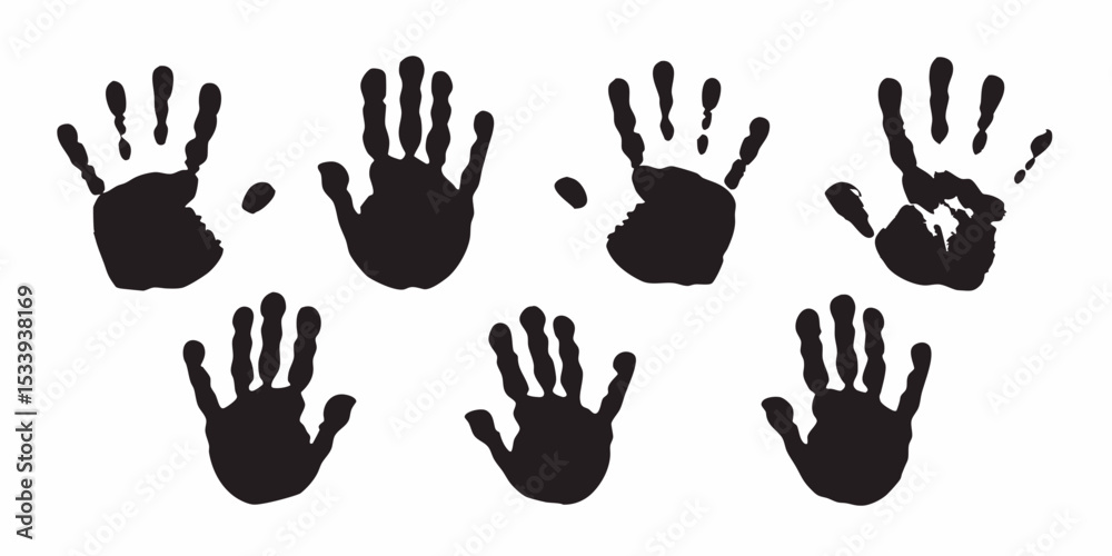 Fototapeta premium Black handprints art design vector illustration for creative projects and graphic design elements usage silhouette