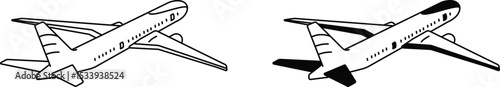 Airplane line and fill vector illustration