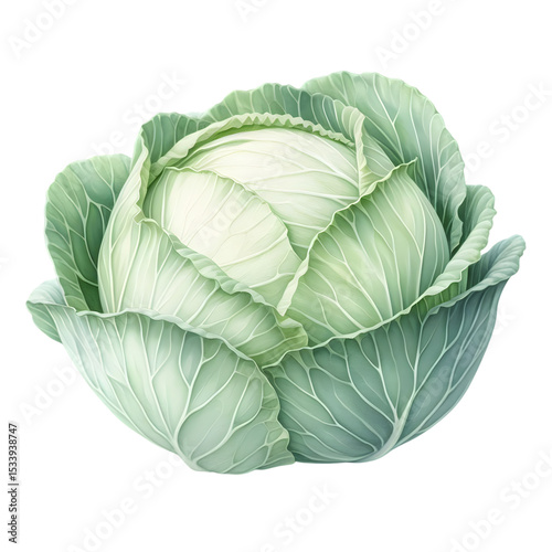 watercolor of a whole white cabbage